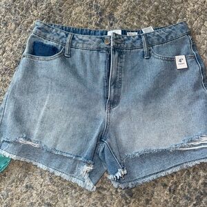 Time and Tru Blue Jean Shorts with Frayed Hem